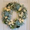 Diane 22" Everyday Wreath With Teal Hydrangeas Floral Arrangements