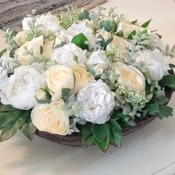 Diane 16" Round Wood Bowl Centerpiece Floral Arrangements