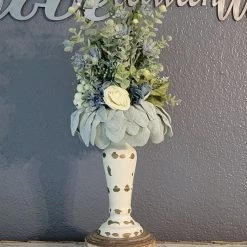 Diane 10" Candle Topper With Blue Moneywort