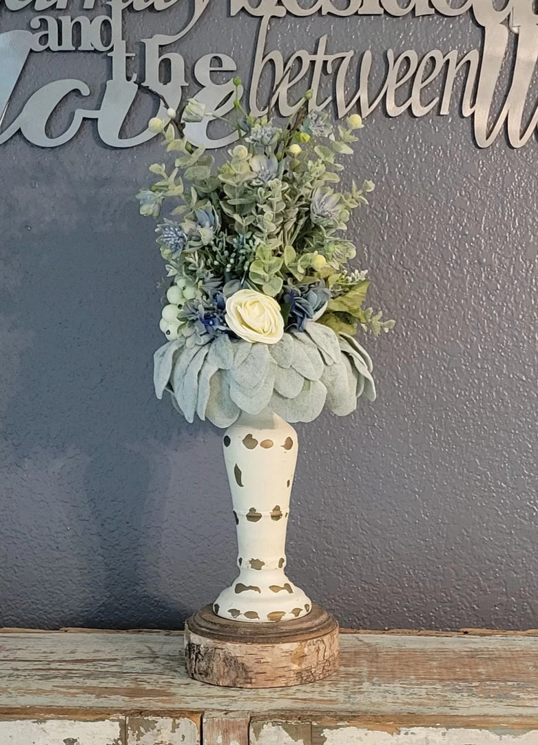 Diane 10" Candle Topper With Blue Moneywort 1 Diane 10" Candle Topper With Blue Moneywort