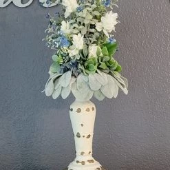 Diane Porch View Home Candles Blue And Cream Candle Topper