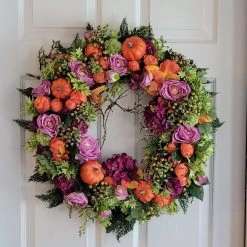 Diane Floral Arrangements 22" Fall Wreath With Purple And Orange