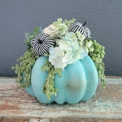 Diane 7" Teal Decorated Pumpkin