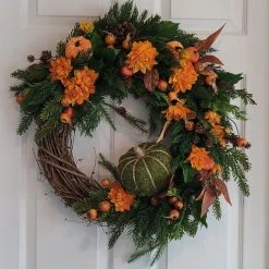 Diane Fall Wreath With Moss Pumpkin