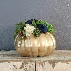 Diane Floral Arrangements 10" Gold Pumpkin Arrangement