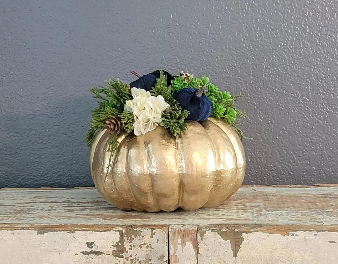 Diane Floral Arrangements 10" Gold Pumpkin Arrangement 1 Diane Floral Arrangements 10" Gold Pumpkin Arrangement