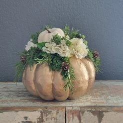 Diane 10" Gold Pumpkin Arrangement Floral Arrangements