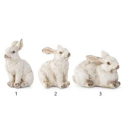 K&K Interiors Small White Resin Bunny (Various Styles)