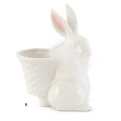 K&K Interiors Spring White Porcelain Feathered Bunny (Various Styles)