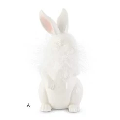 K&K Interiors Spring White Porcelain Feathered Bunny (Various Styles)