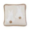 K&K Interiors Square Tan Pillow With White Embroidered Easter Bunny