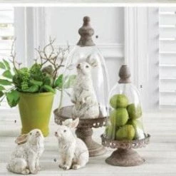 K&K Interiors Medium White Resin Bunny (Various Styles) Home Accents