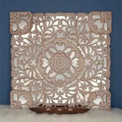 UMA Wooden Medallion Mirrored Wall Panel