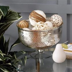 UMA Home Accents Silver Glass Glam Decorative Bowl