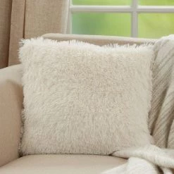 Saro Classic Faux Fur Down-Filled Pillow, Square (Various Colors)