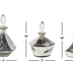UMA Silver Glass Glam Decorative Jars, Set Of 3