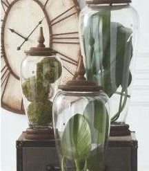 K&K Interiors Glass Jars With Wood Lids, Set Of 3