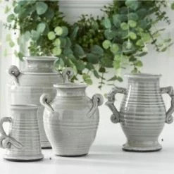 K&K Interiors Home Accents Gray Ceramic Vase (Various Sizes And Styles)
