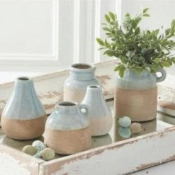 K&K Interiors Ceramic Pot With Light Blue Glaze (Various Styles) Home Accents