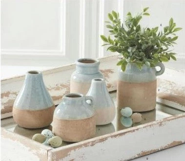 K&K Interiors Ceramic Pot With Light Blue Glaze (Various Styles) Home Accents 1 K&K Interiors Ceramic Pot With Light Blue Glaze (Various Styles) Home Accents