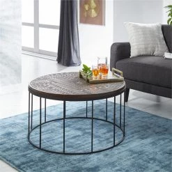 UMA Mango Wood & Metal Coffee Table Accent Furniture