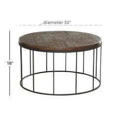 UMA Mango Wood & Metal Coffee Table Accent Furniture