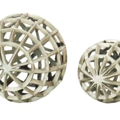 UMA Home Accents Silver Geometric Aluminum Orbs, Set Of 2
