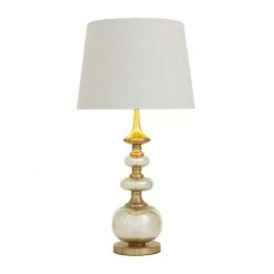 UMA Gold Linen Mercury Glass Table Lamp Lamps