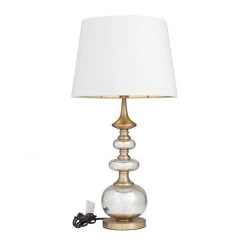 UMA Gold Linen Mercury Glass Table Lamp Lamps