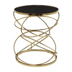 UMA Black Metal Circular Contemporary Accent Table Accent Furniture