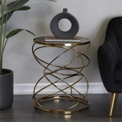 UMA Black Metal Circular Contemporary Accent Table Accent Furniture
