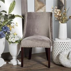 UMA Dining Chairs Brown Fabric & Wood Traditional Dining Chair