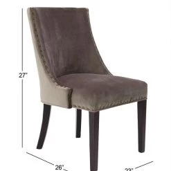 UMA Dining Chairs Brown Fabric & Wood Traditional Dining Chair