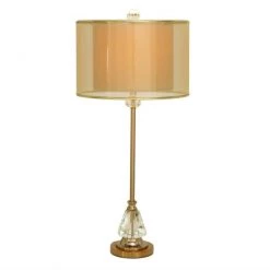 UMA Glam Style Copper Metal & Crystal Glass Buffet Lamp