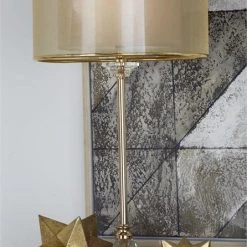 UMA Glam Style Copper Metal & Crystal Glass Buffet Lamp