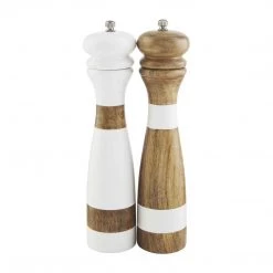 Mud Pie Wood Strap Salt & Pepper Grinder Set