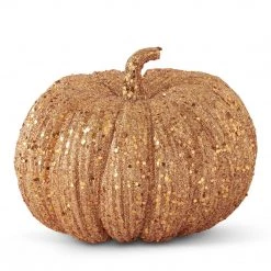 K&K Interiors Pumpkins Orange Glitter Pumpkin (Various Sizes)