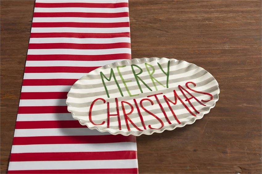 Mud Pie Decorative Trays & Risers Merry Christmas Platter 2 Mud Pie Decorative Trays & Risers Merry Christmas Platter
