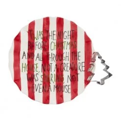 Mud Pie Decorative Trays & Risers Christmas Cookie Plate Set, " 'Twas The NIght"