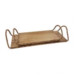 Mud Pie Home Accents Beaded Wood Tray, Rectangular (Various Sizes)