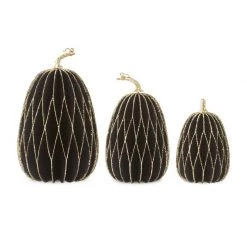 K&K Interiors Tall Black With Gold Trim Pumpkin (Various Sizes) Pumpkins
