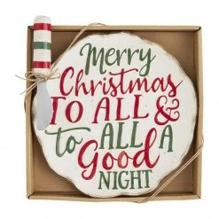 Mud Pie Christmas Cheese Plate & Spreader (Various Styles) Decorative Trays & Risers