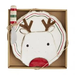 Mud Pie Christmas Cheese Plate & Spreader (Various Styles) Decorative Trays & Risers