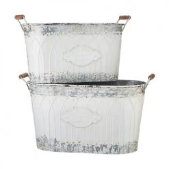 RAZ Imports Vases, Bottles, & Containers Distressed Oval Bucket (Various Sizes)