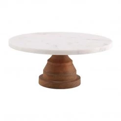 Mud Pie Home Accents Marble Wood Pedestal