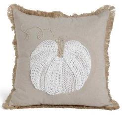 K&K Interiors Tan Cotton Pumpkin Pillow Home Accents