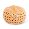 K&K Interiors Lamps Ceramic Cutout LED Pumpkin, Orange
