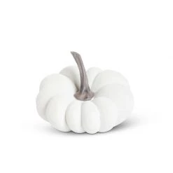 K&K Interiors White Textured Pumpkin With Dark Brown Stem (Various Sizes) Pumpkins