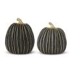 K&K Interiors Pumpkins Black With Gold Trim Pumpkin (Various Sizes)