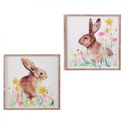 RAZ Imports Floral Bunny Textured Wall Art (Various Styles)
